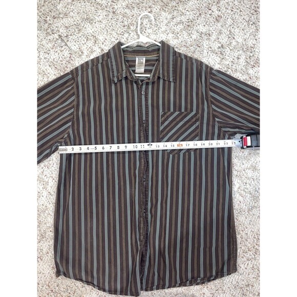The North Face Mens Cotton LS Button Down Brown Teal Striped Casual Shirt XL - Picture 6 of 13